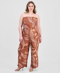 Derek Heart Trendy Plus Strapless Ruched Jumpsuit
