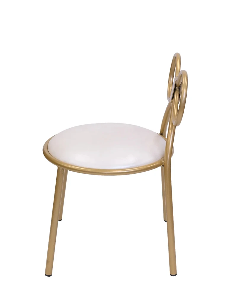 Csp Set Of 1 Metal Kids Bow Chair With Gold Vinyl Seat Cushion