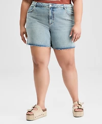 And Now This Plus Studded Raw-Hem Jean Shorts, Macy's Exclusive
