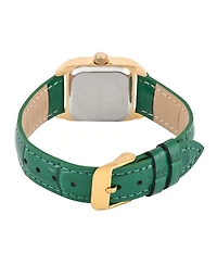 Peugeot Women's Tank Watch with Crystal Bezel Leather Strap