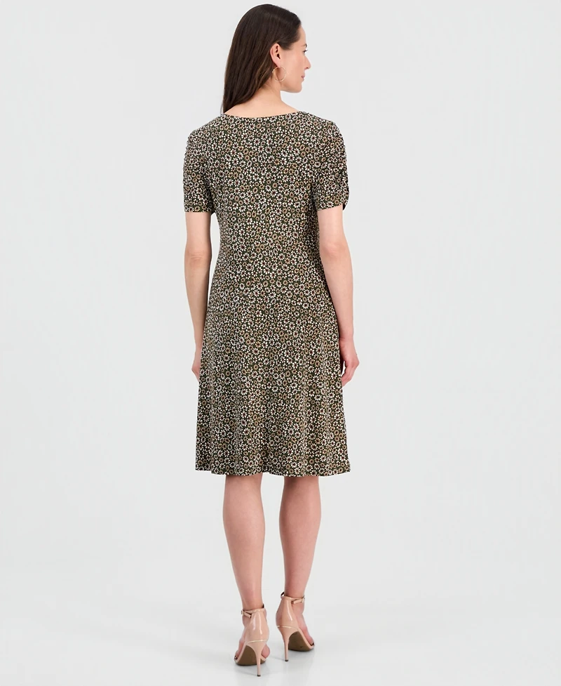 Connected Women's Printed Short-Sleeve A-Line Dress