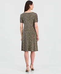 Connected Women's Printed Short-Sleeve A-Line Dress