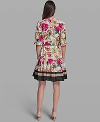 Karl Lagerfeld Paris Women's Belted Collared Cotton Dress