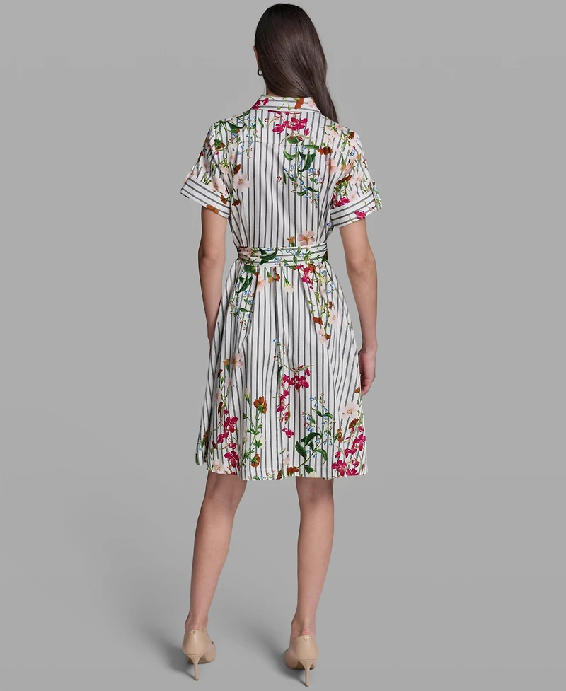 Karl Lagerfeld Paris Women's Short-Sleeve Striped Shirt Dress