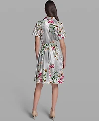 Karl Lagerfeld Paris Women's Short-Sleeve Striped Shirt Dress