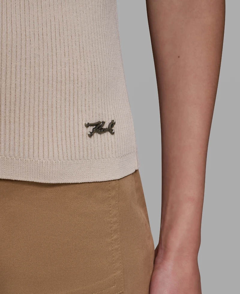 Karl Lagerfeld Paris Women's V-Neck Flutter Cap-Sleeve Sweater