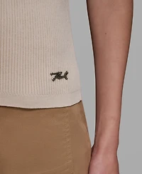 Karl Lagerfeld Paris Women's V-Neck Flutter Cap-Sleeve Sweater