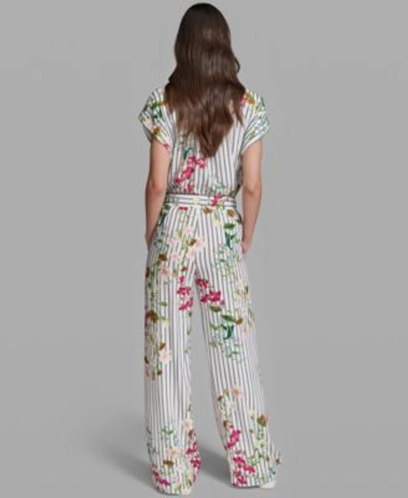 Karl Lagerfeld Paris Womens Short Sleeve Bungee Woven Collared Top Soft Mid Rise Pull On Pants