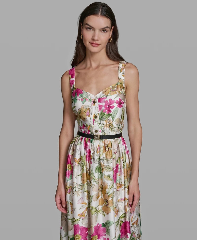 Karl Lagerfeld Paris Women's Sleeveless Belted Dress