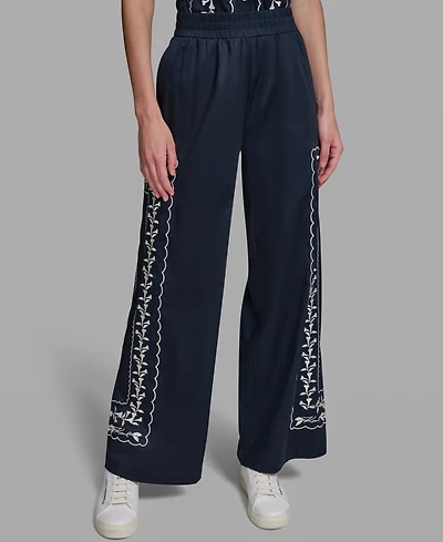 Karl Lagerfeld Paris Women's Mid-Rise Embroidery Pants