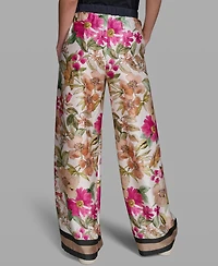 Karl Lagerfeld Paris Women's Soft Floral Print Pull-On Pants