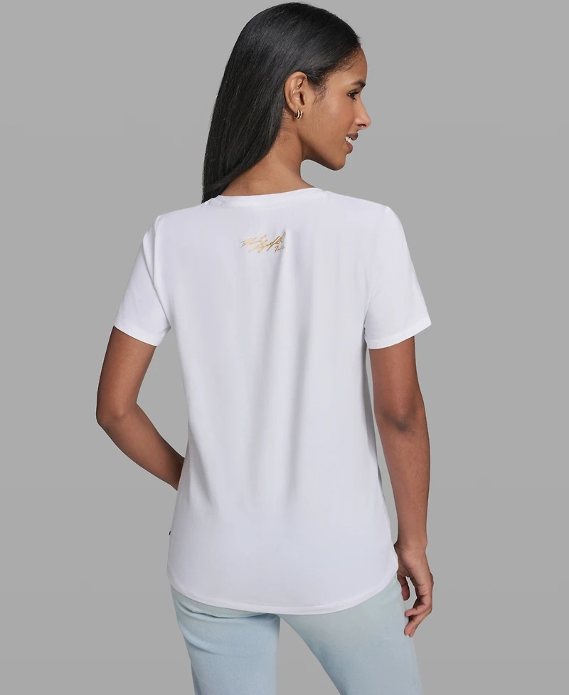 Karl Lagerfeld Paris Women's Eiffel Tower Logo Short-Sleeve T-Shirt