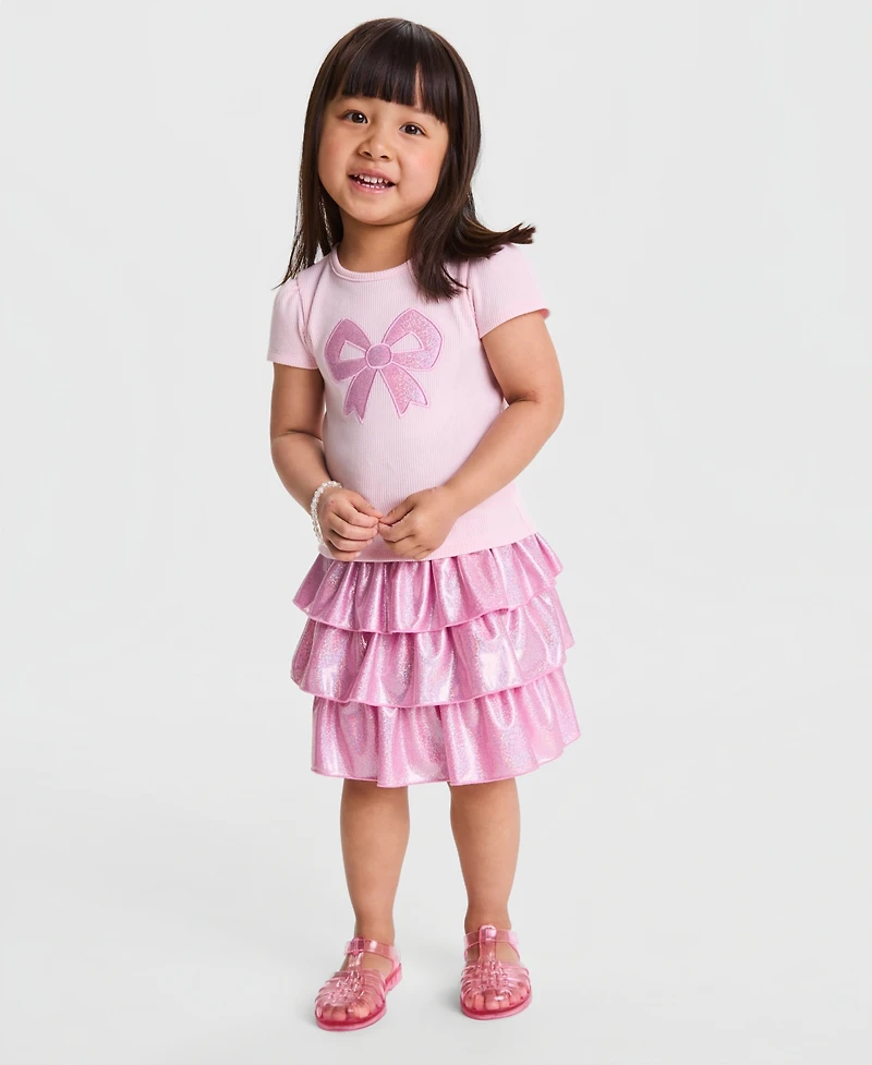 Epic Threads Baby and Toddler Girls' T-Shirt Sparkle Tiered Skort, 2-Piece Set, Macy's Exclusive