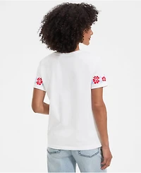 Lands' End Women's Short Sleeve Supima Cotton Embroidered Crew Neck T Shirt