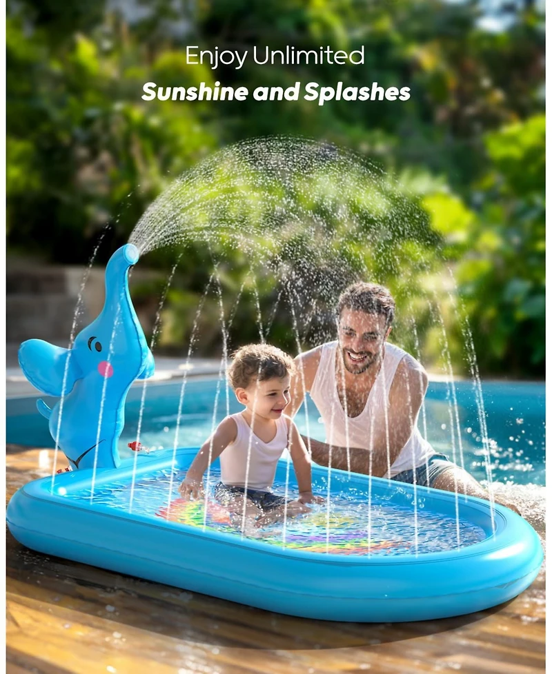 Gnuadz Elephant Splash Pad Sprinkler Pool Outdoor Play Mat Toddler Birthday Gift