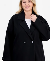 Jou Women's Plus Double-Breasted Patch-Pocket Maxi Coat