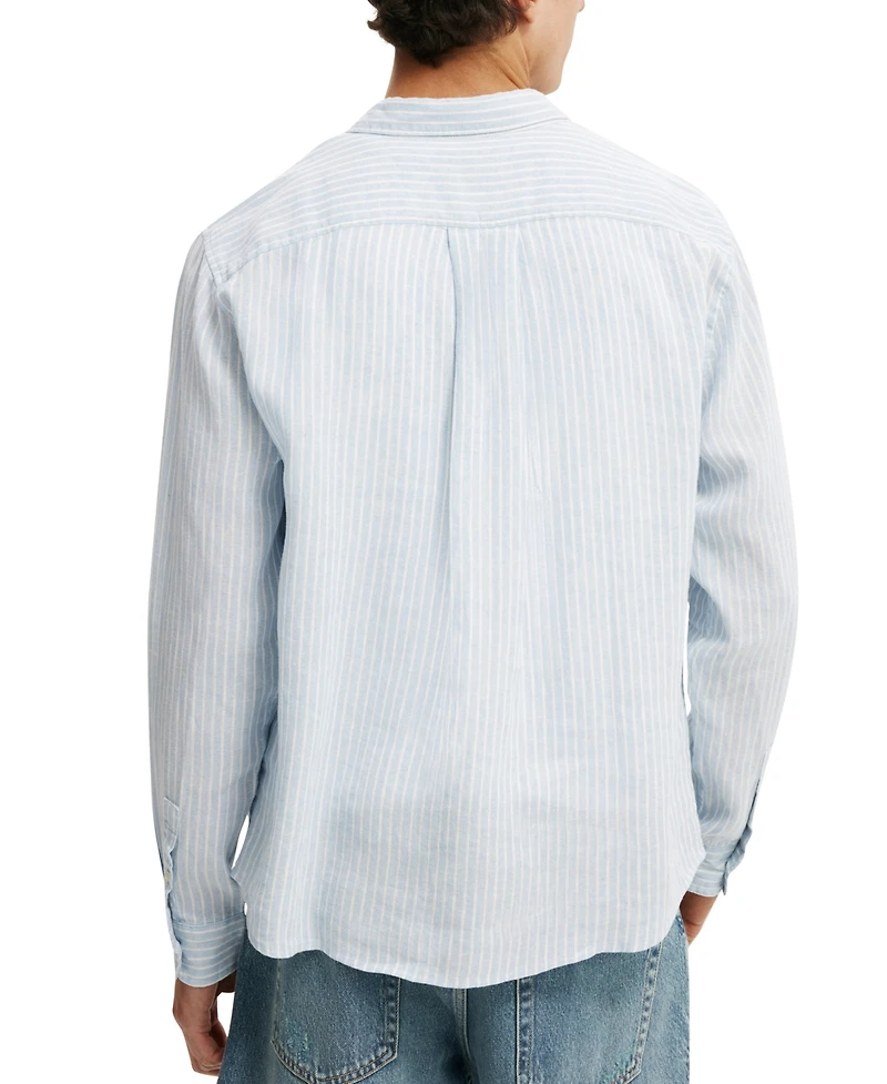 Cotton On Men's Relaxed Linen Long-Sleeve Shirt