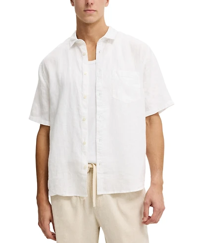 Cotton On Men's Relaxed Linen Short-Sleeve Shirt