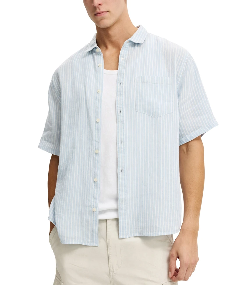 Cotton On Men's Relaxed Linen Short-Sleeve Shirt