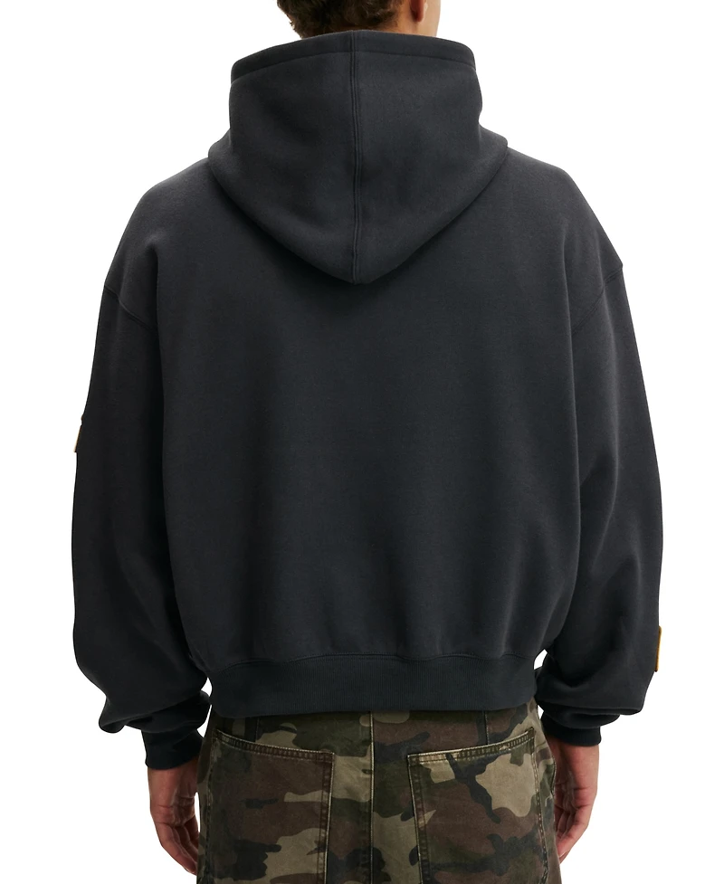 Cotton On Men's Cropped Zip-Up Graphic Hoodie