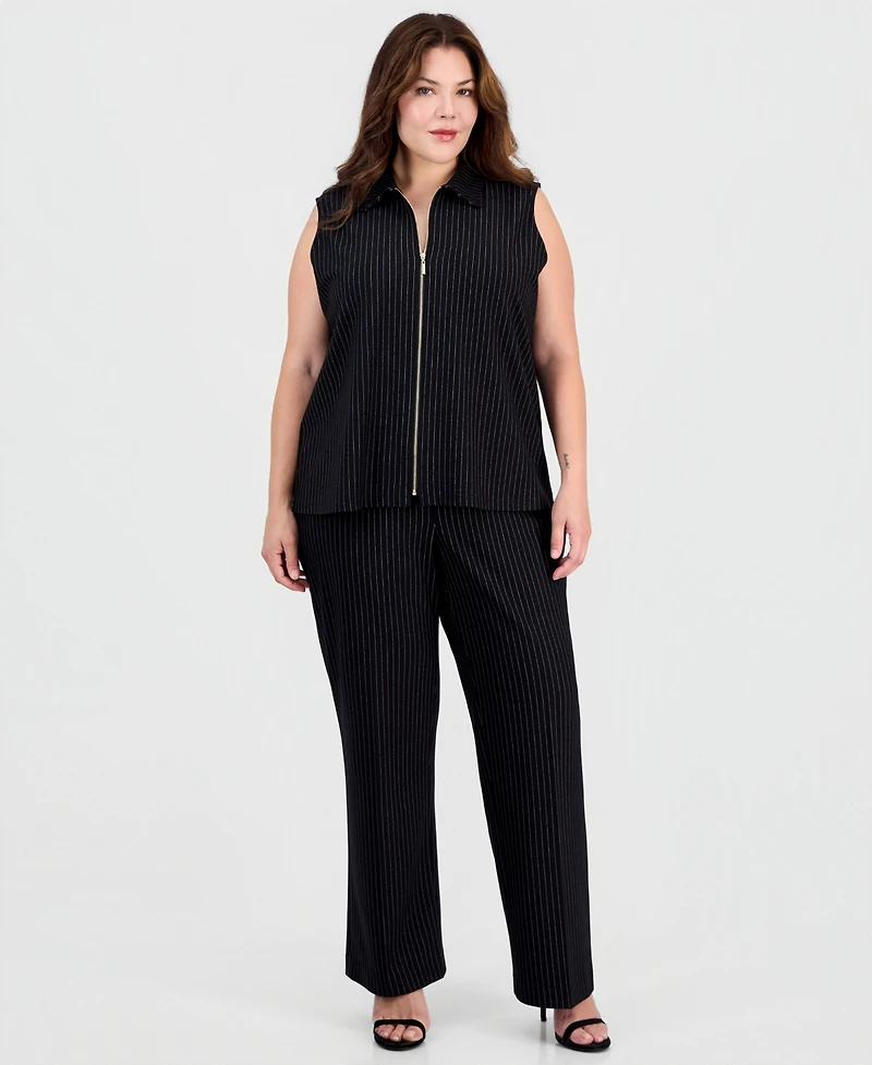 Anne Klein Plus Sleeveless Zippered Top