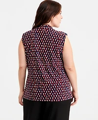 Anne Klein Plus Printed Surplice Sleeveless Top