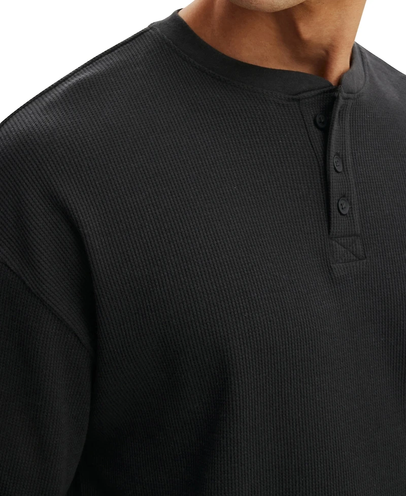 Cotton On Men's Modern-Fit Textured Henley Lo T-shirt