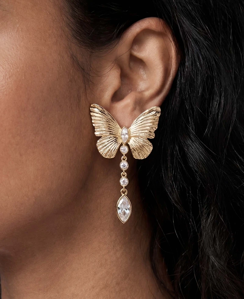 Ettika 18k Gold-Tone Butterfly Dangle Earrings