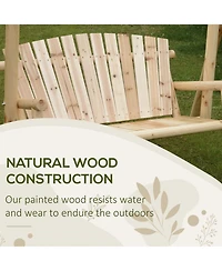 Outsunny 6.5' Outdoor Rustic Loveseat Solid Wood Natural Log Garden Swing Natural