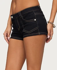 Edikted Women's Quinne Contrast Stitch Denim Shorts