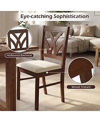 Slickblue Wooden Dining Chairs Set of 2 with Padded Seat and Hollow Back