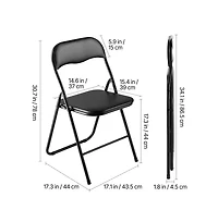 Sugift 6 Pack Folding Chairs Portable Leather Chairs with Padded Cushion Black