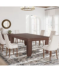 homfan Farmhouse Dining Table for 6 to 8, Rectangular Wood Kitchen with V-Shape Base, Available 63 and 71