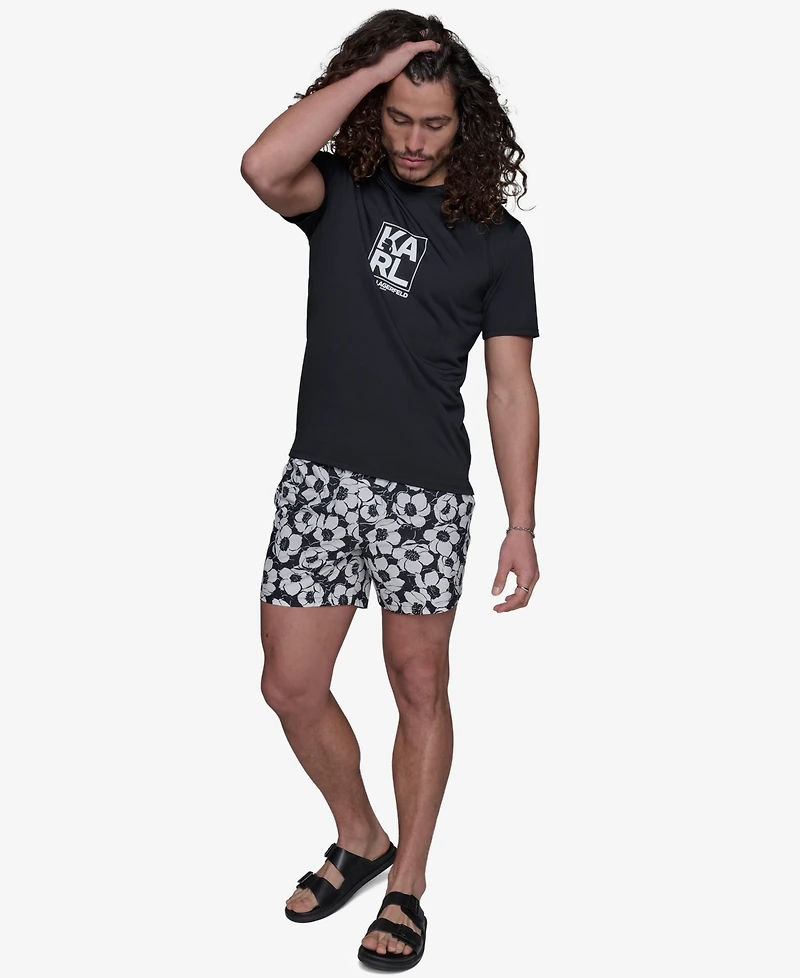 Karl Lagerfeld Paris Men's Short-Sleeve Box Logo Rashguard