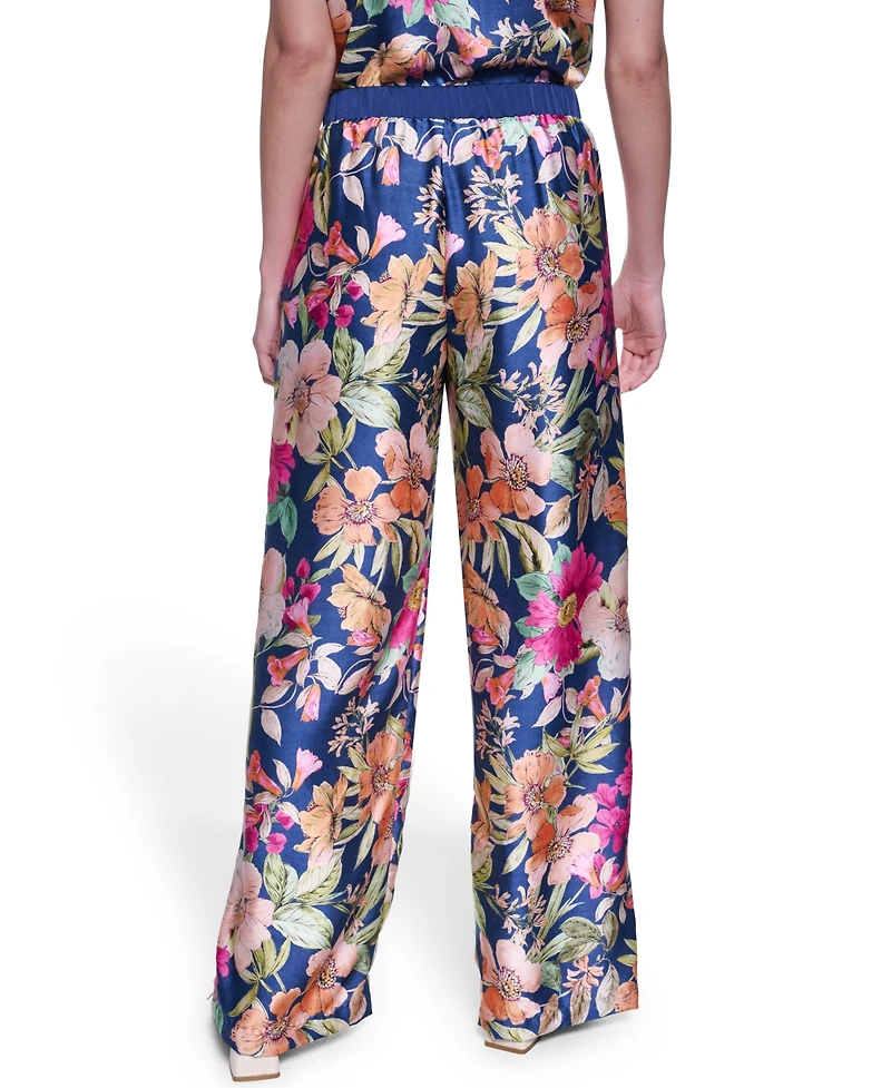 Karl Lagerfeld Paris Women's Soft Floral Print Pull-On Pants