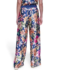 Karl Lagerfeld Paris Women's Soft Floral Print Pull-On Pants