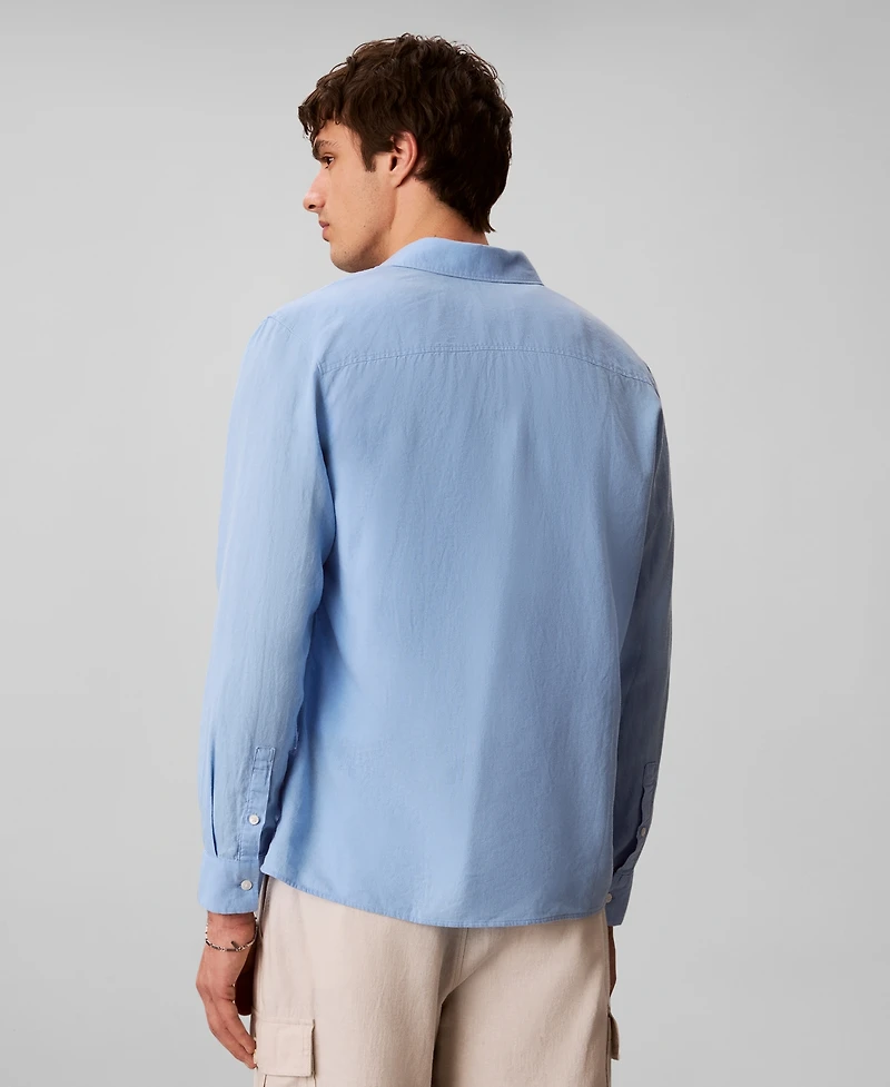 Calvin Klein Men's Solid Linen-Blend Shirt
