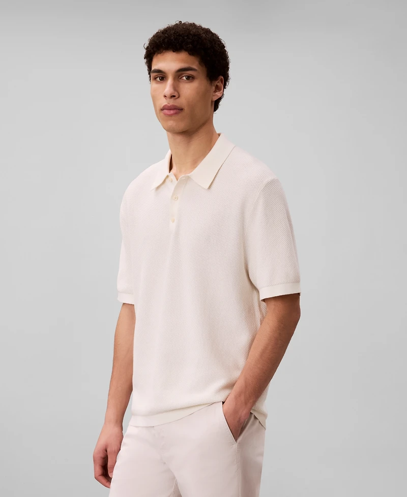 Calvin Klein Men's Textured Cotton Short-Sleeve Polo Shirt
