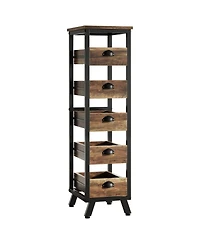 Tribesigns Wood Fruit and Vegetable Storage Rack Set of 2, 5-Tier Narrow Snack Stand Kitchen Stand Fruit Basket, Pull-Out Utility Organizer for Kitche