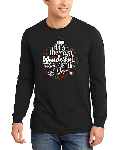 La Pop Art Men's Christmas Ornament Word Long-Sleeve T-Shirt