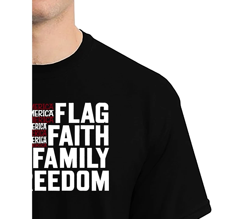 La Pop Art Men's Flag Faith Family Freedom American Word T-Shirt