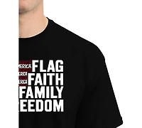 La Pop Art Men's Flag Faith Family Freedom American Word T-Shirt