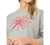 Vince Camuto Women's Sparkler Motif Crewneck Sweater