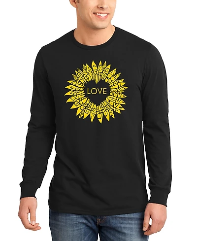 La Pop Art Men's Love Sunflower Word Long-Sleeve T-Shirt