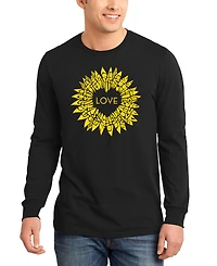 La Pop Art Men's Love Sunflower Word Long-Sleeve T-Shirt