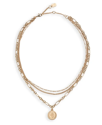 Lauren Ralph Lauren Gold-Tone Crest Layered Pendant Necklace, 16" + 3" extender