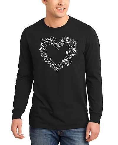 La Pop Art Men's Music Notes Heart Word Long-Sleeve T-Shirt