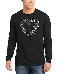 La Pop Art Men's Music Notes Heart Word Long-Sleeve T-Shirt