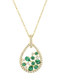 Effy Collection Emerald (3/4 ct. t.w.) and Diamond (1/2 ct. t.w.) Pendant Necklace in 14k Yellow Gold