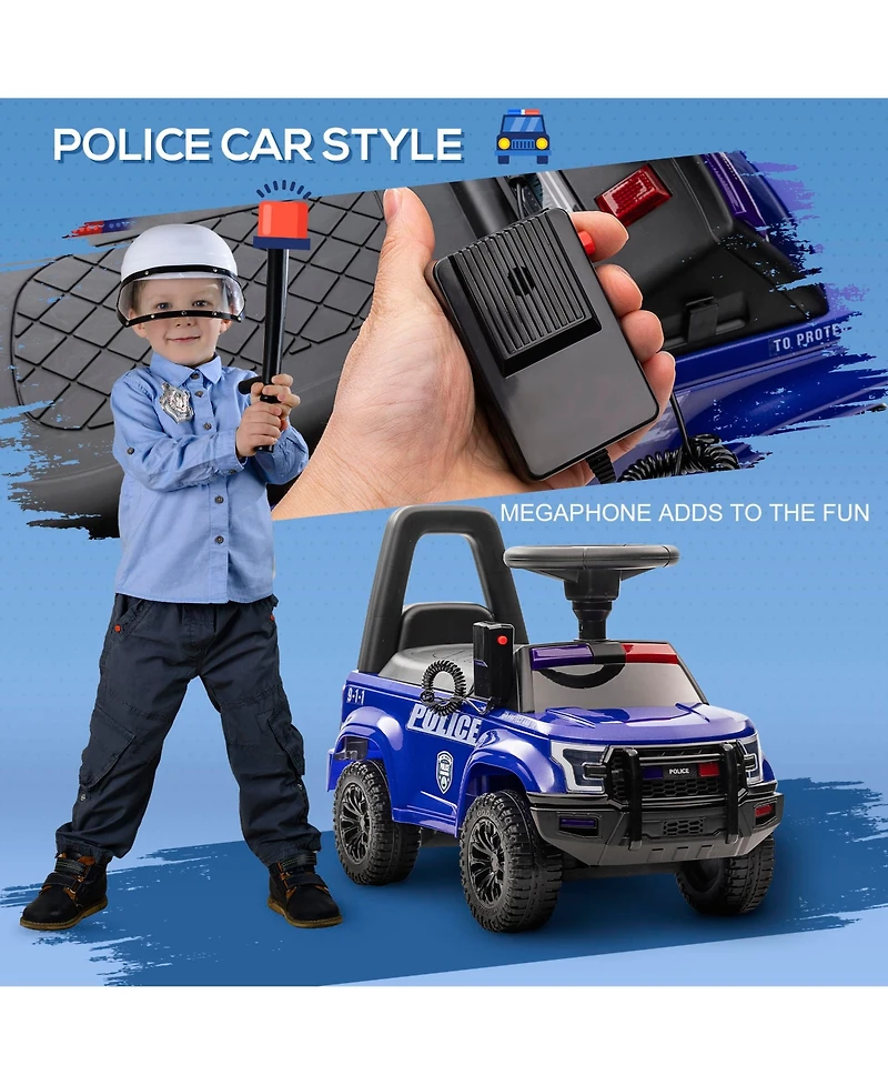 Aosom Kids Sliding Car Police Truck Style Ride On W/ Under-Seat Storage